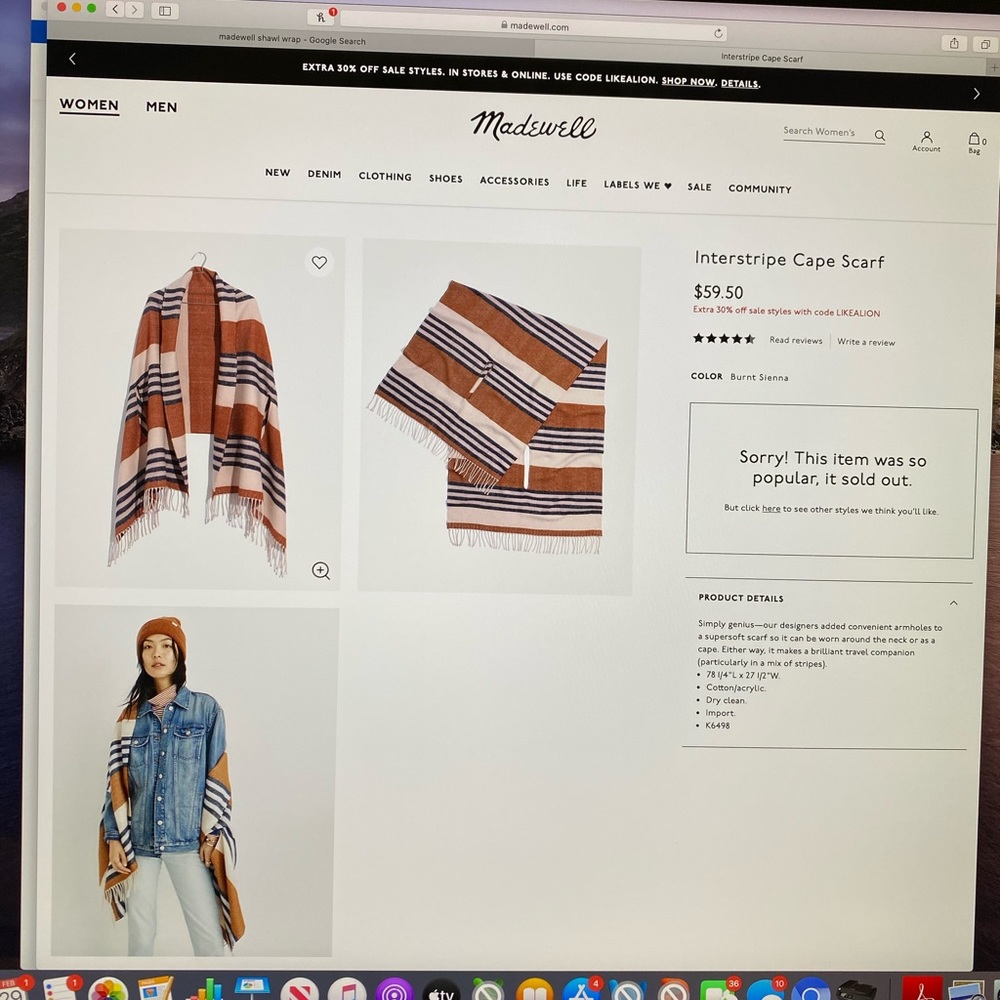 Madewell interstripe cape scarf